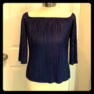 Bar III navy blue polyester ribbed shirt